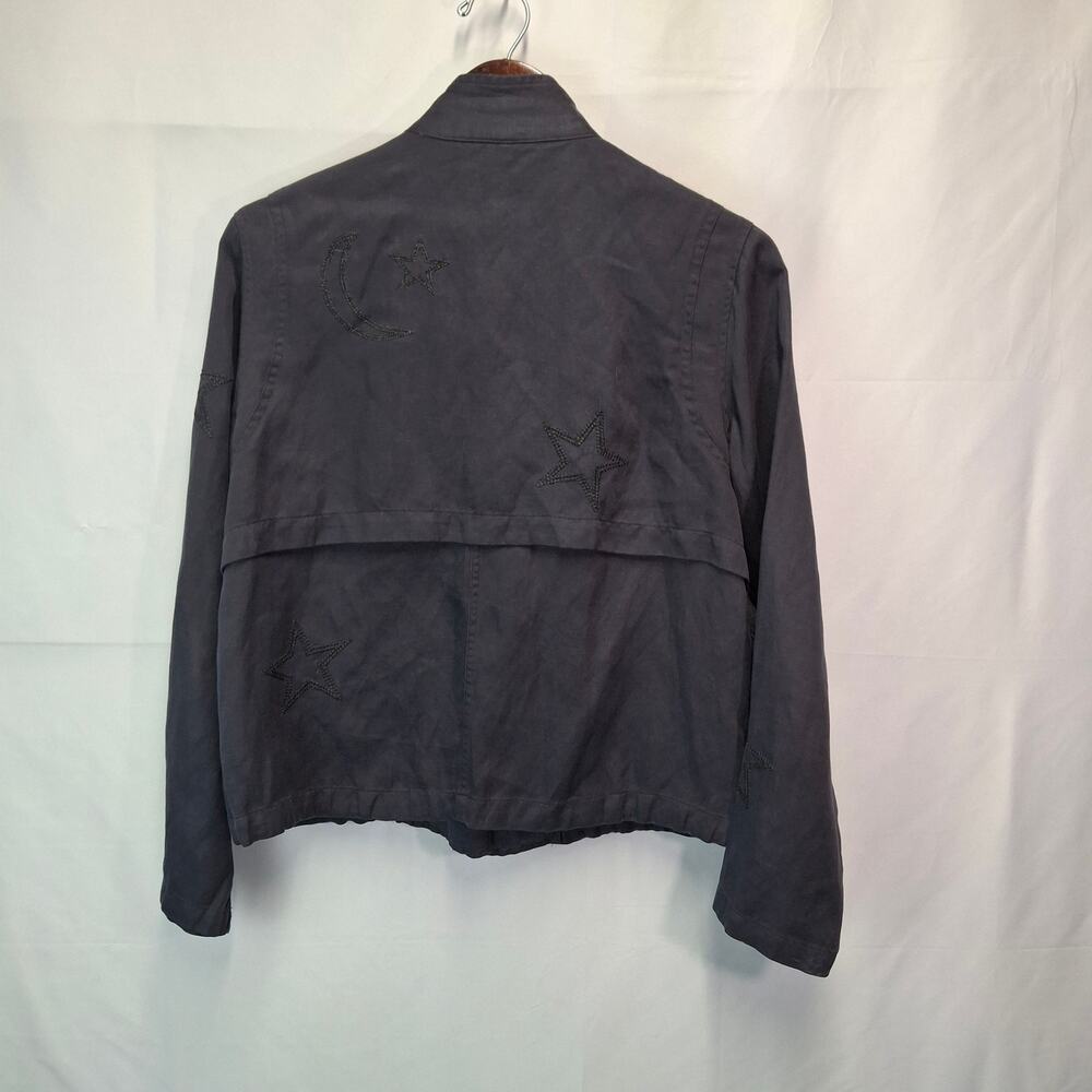 Rails Rowen Utility Jacket Star Embroidered Lyocell Linen Small S Grey Gray - Picture 3 of 14